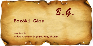 Bozóki Géza névjegykártya